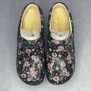 Alegria Black and Pink Floral Slippers